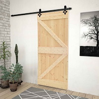 vidaXL Skjutdörr Naturlig och svart 90 x 210 cm Massiv furu