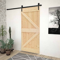 vidaXL Skjutdörr Naturlig och svart 90 x 210 cm Massiv furu