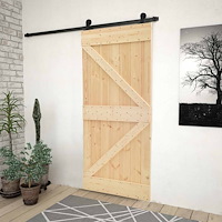 vidaXL Skjutdörr Naturlig och svart 100 x 210 cm Massiv furu