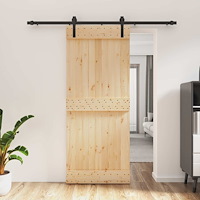 vidaXL Skjutdörr Naturlig och svart 85 x 210 cm Massiv furuträdörr