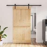 vidaXL Skjutdörr Naturlig och svart 100 x 210 cm Massiv furuträdörr