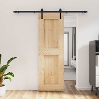 vidaXL Skjutdörr Naturlig och svart 70 x 210 cm Massiv furuträdörr