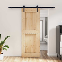 vidaXL Skjutdörr Naturlig och svart 80 x 210 cm Massiv furuträdörr