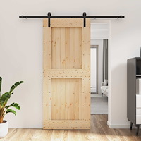 vidaXL Skjutdörr Naturlig och svart 90 x 210 cm Massiv furuträdörr