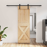 vidaXL Skjutdörr Naturlig och svart 70 x 210 cm Massiv furuträdörr