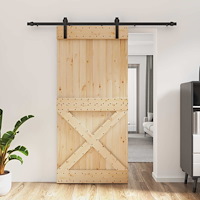 vidaXL Skjutdörr Naturlig och svart 95 x 210 cm Massiv furuträdörr