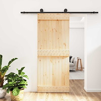 vidaXL Skjutdörr Naturlig och svart 85 x 210 cm Massiv furuträdörr