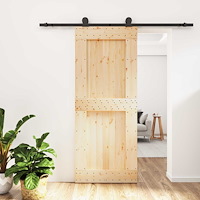 vidaXL Skjutdörr Naturlig och svart 85 x 210 cm Massiv furuträdörr