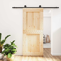 vidaXL Skjutdörr Naturlig och svart 90 x 210 cm Massiv furuträdörr