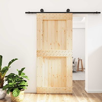 vidaXL Skjutdörr Naturlig och svart 95 x 210 cm Massiv furuträdörr