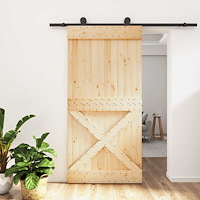 vidaXL Skjutdörr Naturlig och svart 100 x 210 cm Massiv furuträdörr