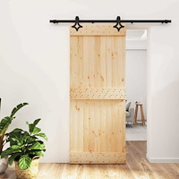vidaXL Skjutdörr Naturlig och svart 85 x 210 cm Massiv furuträdörr
