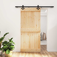 vidaXL Skjutdörr Naturlig och svart 95 x 210 cm Massiv furuträdörr