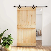 vidaXL Skjutdörr Naturlig och svart 100 x 210 cm Massiv furuträdörr