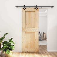 vidaXL Skjutdörr Naturlig och svart 80 x 210 cm Massiv furuträdörr