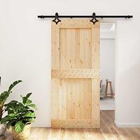 vidaXL Skjutdörr Naturlig och svart 95 x 210 cm Massiv furuträdörr