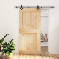 vidaXL Skjutdörr Naturlig och svart 100 x 210 cm Massiv furuträdörr