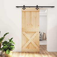 vidaXL Skjutdörr Naturlig och svart 85 x 210 cm Massiv furuträdörr
