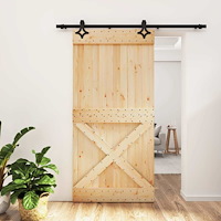 vidaXL Skjutdörr Naturlig och svart 100 x 210 cm Massiv furuträdörr