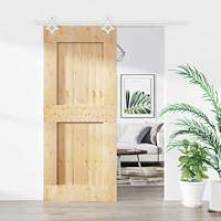 vidaXL Skjutdörr Naturlig och vit 80 x 210 cm Massiv furuträdörr