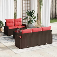 vidaXL Soffset med kudde 6 pcs Brun Polyester
