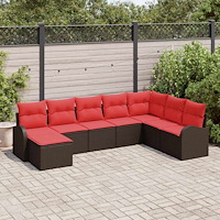vidaXL Trädgårdsoffset 8 pcs Brun Poly rattan