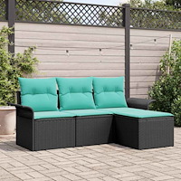 vidaXL Trädgårdsoffset med kudde med lagring 4 pcs Svart konstrotting
