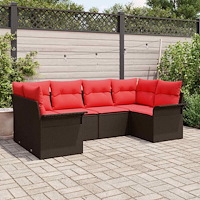 vidaXL Trädgårdsoffset med lagring 6 pcs Brun Poly rattan