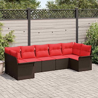 vidaXL Trädgårdsoffset med lagring 7 pcs Brun Poly rattan