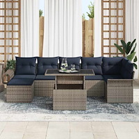 vidaXL Trädgårdsoffset med kudde med lagring 8 pcs Grå Poly Rattan