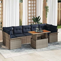vidaXL Trädgårdsoffset med lagring 8 pcs Grå Poly rattan
