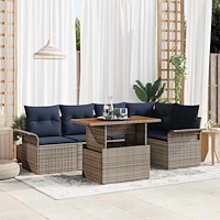 vidaXL Trädgårdsoffset med lagring 6 pcs Grå Poly rattan