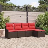 vidaXL Trädgårdsoffset med kudde med lagring 5 pcs Poly rattan