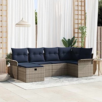 vidaXL Trädgårdsoffset med kudde med lagring 6 pcs Poly rattan