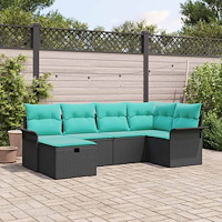 vidaXL Trädgårdsoffset med kudde med lagring 6 pcs Poly rattan
