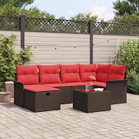 vidaXL Trädgårdsoffset med kudde med lagring 7 pcs Poly rattan