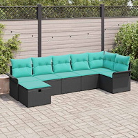vidaXL Trädgårdsoffset med kudde med lagring 7 pcs Poly rattan