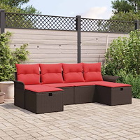 vidaXL Trädgårdsoffset med kudde med lagring 6 pcs Poly rattan