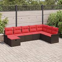 vidaXL Trädgårdsoffset med kudde med lagring 8 pcs Poly rattan