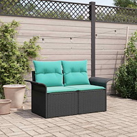 vidaXL Trädgårdsoffa med kudde 141 x 62 x 69 cm konstrotting