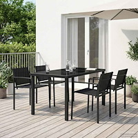 vidaXL Utemöbelset 5 pcs Svart och Anthracit 140 x 70 x 73 cm
