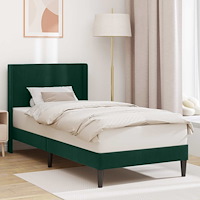 vidaXL Sängram med huvudgavel Mörkgrön 100 x 200 cm Sammet