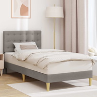 vidaXL Sängram med huvudgavel Taupe 90 x 190 cm Tyg