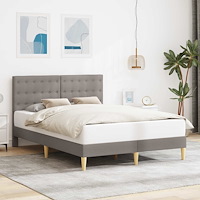 vidaXL Sängram med huvudgavel Taupe 140 x 190 cm Tyg