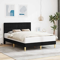 vidaXL Sängram med huvudgavel Svart 140 x 200 cm Tyg