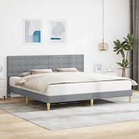 vidaXL Sängram med huvudgavel Ljusgrå 200 x 200 cm Tyg
