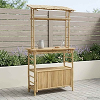 vidaXL Utomhus Barbord med lagring Naturfärg 110 x 50 x 210 cm Bambus