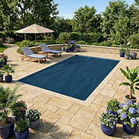 vidaXL Poolöverdrag Extra Tung 300 x 200 cm Fyrkantig PE Svart och blå