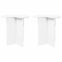 vidaXL Sidobord med lagring 2 pcs Vit Ø 39 x 38 cm Konstruerat trä