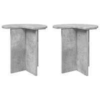 vidaXL Sidobord 2 pcs Betonggrå Ø 39 x 38 cm Konstruerat trä
